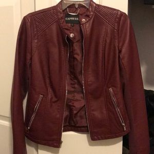 Express leather jacket deep red color